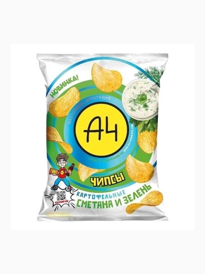 А4 Чипсы картофельные со вкусом сметаны и зелени, 50 г — A4B-АВИПТЬН