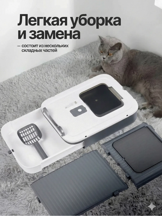 Лоток для кошек, универсальный закрытый лоток-туалет для кошек, с совком, дезодорант
