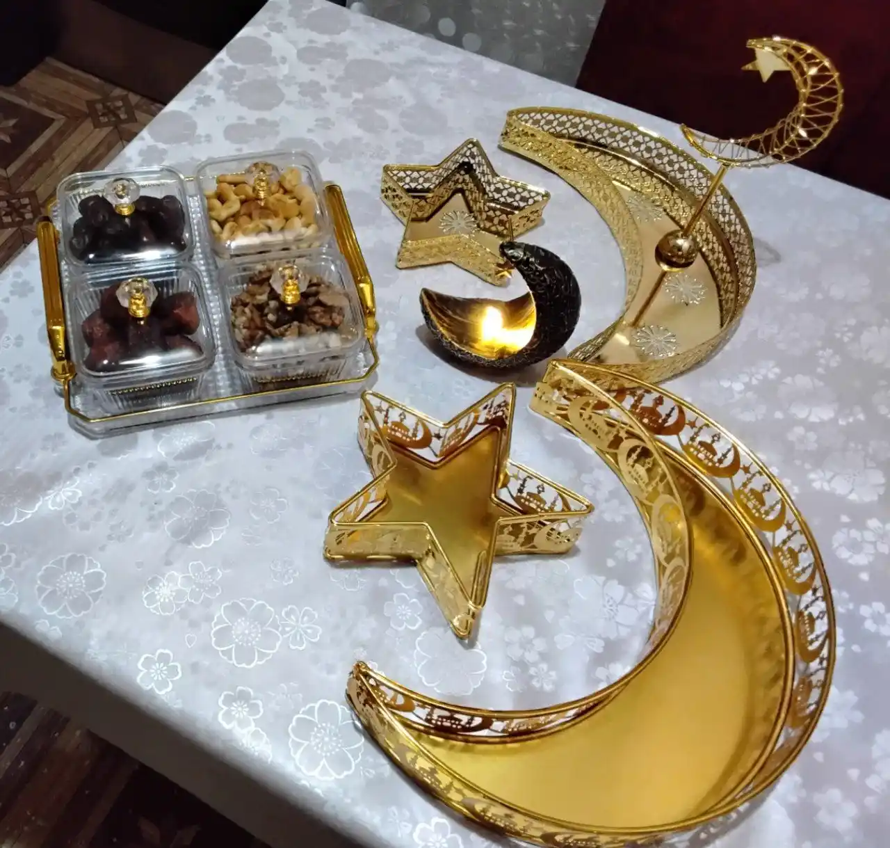 Сервировочная тарелка для праздника Рамадан, в виде луны и звезды, для десертов и фруктов