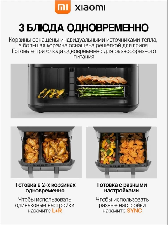 Аэрогриль фритюр Xiaomi Smart Air Fryer для здорового питания 4,5 - 12 л Смарт управления 