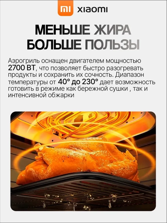 Аэрогриль фритюр Xiaomi Smart Air Fryer для здорового питания 4,5 - 12 л Смарт управления 