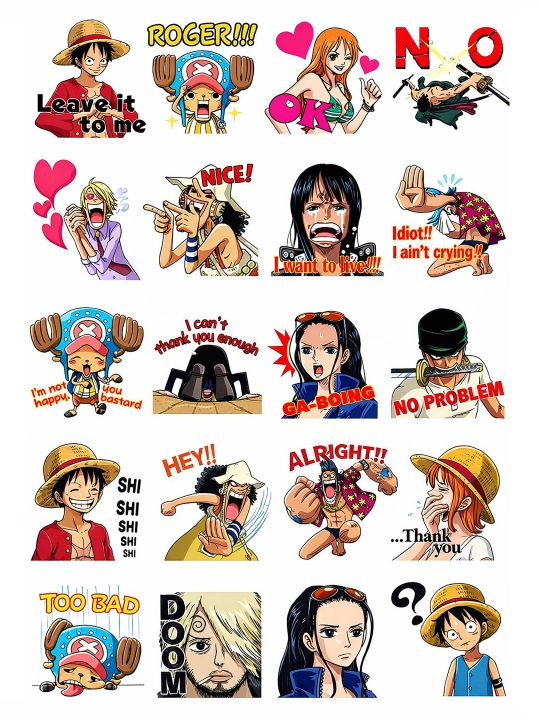 Anime stikerlar to’plami A4 formatda chop etilgan