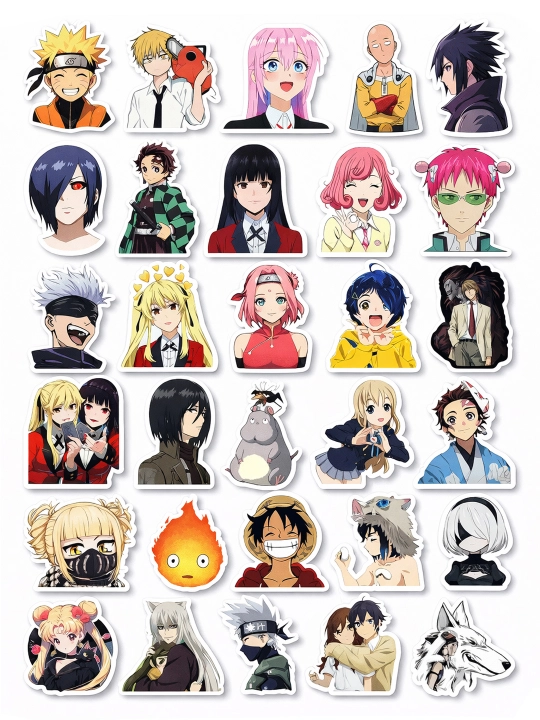 Anime stikerlar to’plami A4 formatda chop etilgan