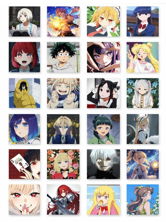 Anime stikerlar to’plami A4 formatda chop etilgan