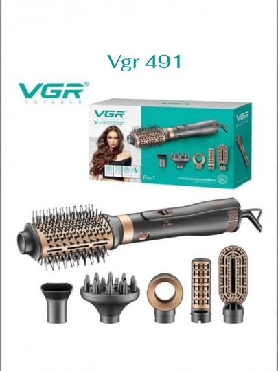 Фен щетка для волос VGR, фен-расческа, для укладки — UZOSH-UZ65598-ХАКИ