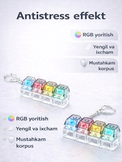 Брелок с механическими переключателями RGB клавиатуры — AZAMIY-BRELOK-БЕЛЫЙ