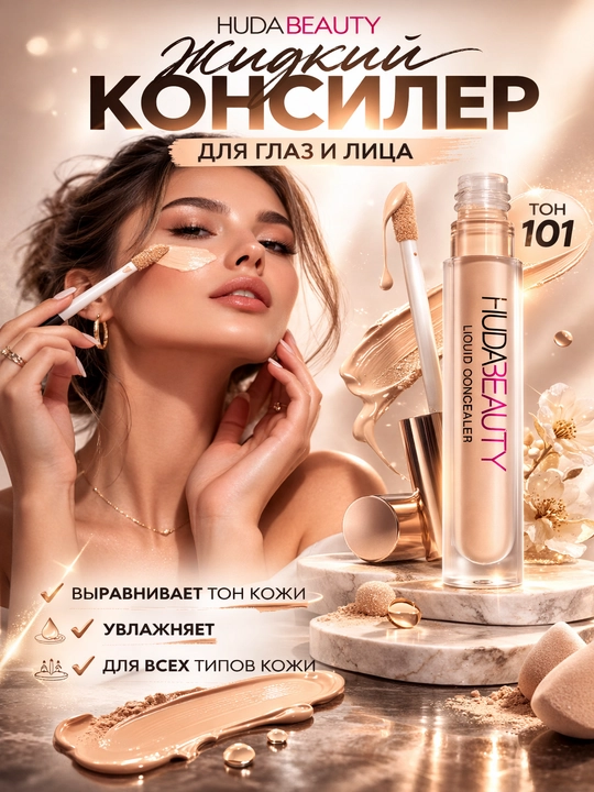 Консилер для лица и глаз, корректор Huda, 5 г, 101, 102, 103 - 