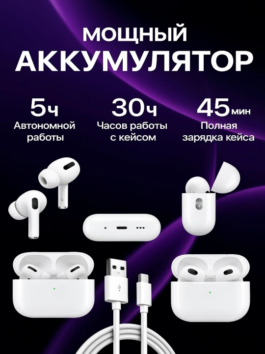 Simsiz quloqchinlar Pods Pro 2 , sensorli, iPhone va Android uchun naushnik