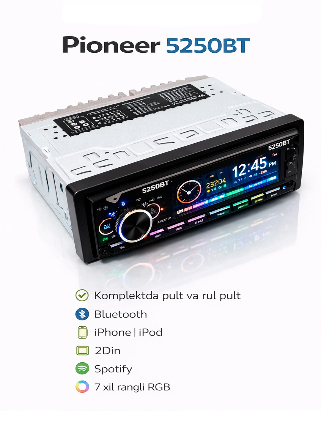 Avtomagnitafon Pioneer 2 pult Bluetooth, USB, AUX, FM radio magnitofon ...