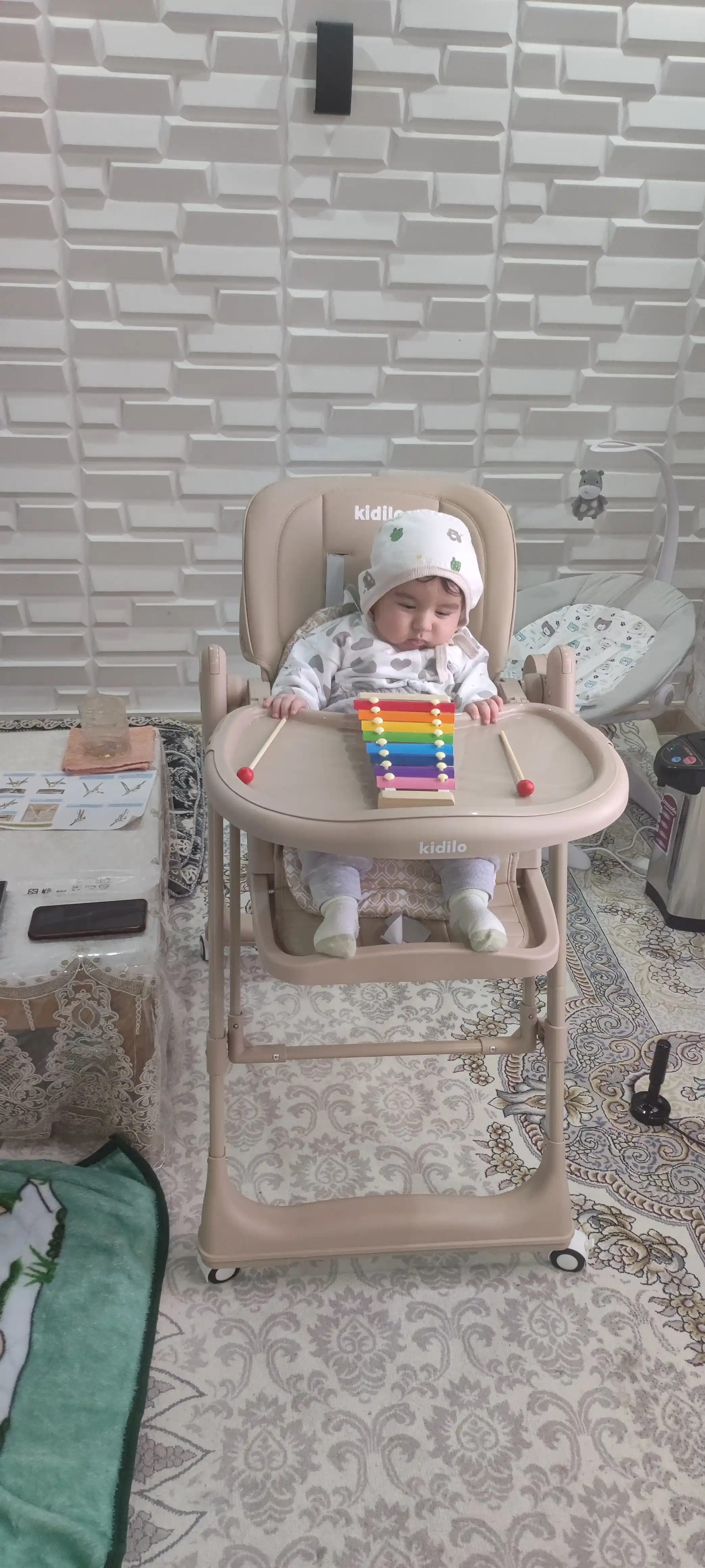 Детский стульчик для кормления+ качели, 2 в 1 Kidilo-8166