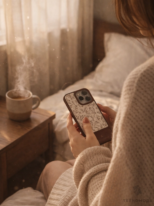 Gul naqshli retro dizaynlik chexol, iPhone 11/12/13/14/15/16 Pro/Max uchun