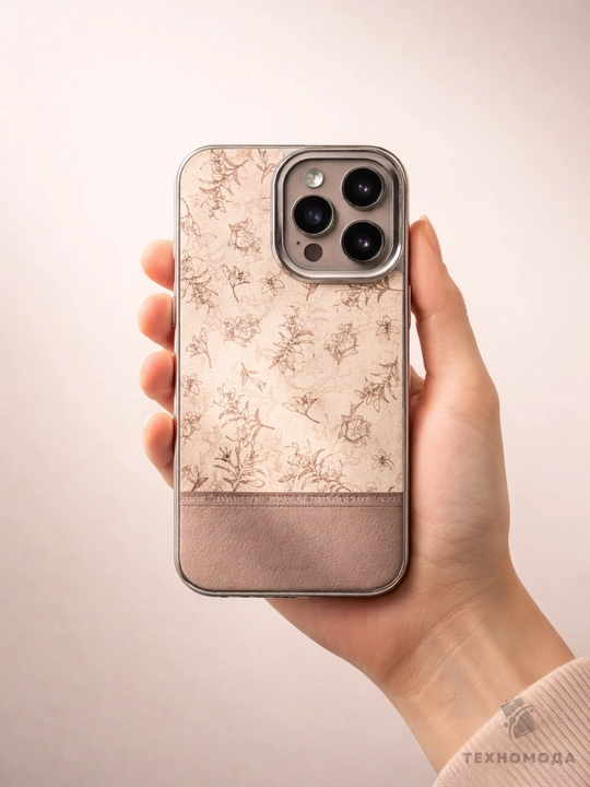 Gul naqshli retro dizaynlik chexol, iPhone 11/12/13/14/15/16 Pro/Max uchun