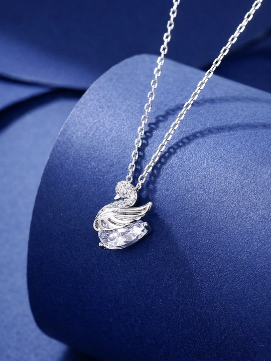 ALIXANDRA Ayollar uchun oqqush kulonli 925 proba sterling kumush zanjir, 18K oltin qoplama