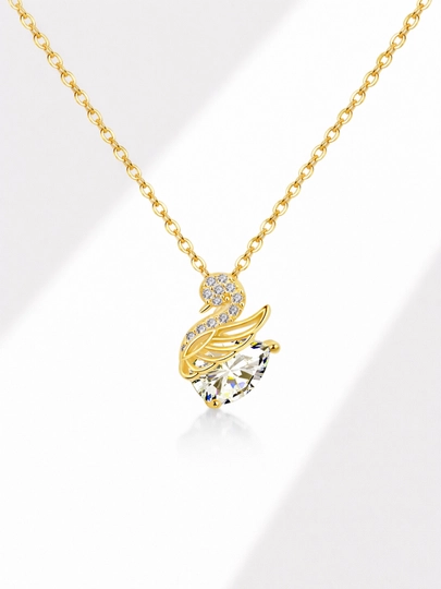 ALIXANDRA Женская цепочка из серебра 925 пробы с кулоном Лебедь (покрытие 18K золото) — OOYSHA-ALX0008-ЗОЛОТ