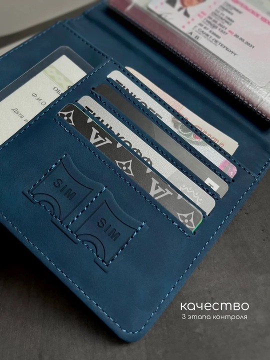 Passport va avtodokumentlar uchun g‘ilof Travel Wallet — kartalar uchun 9 bo‘limli