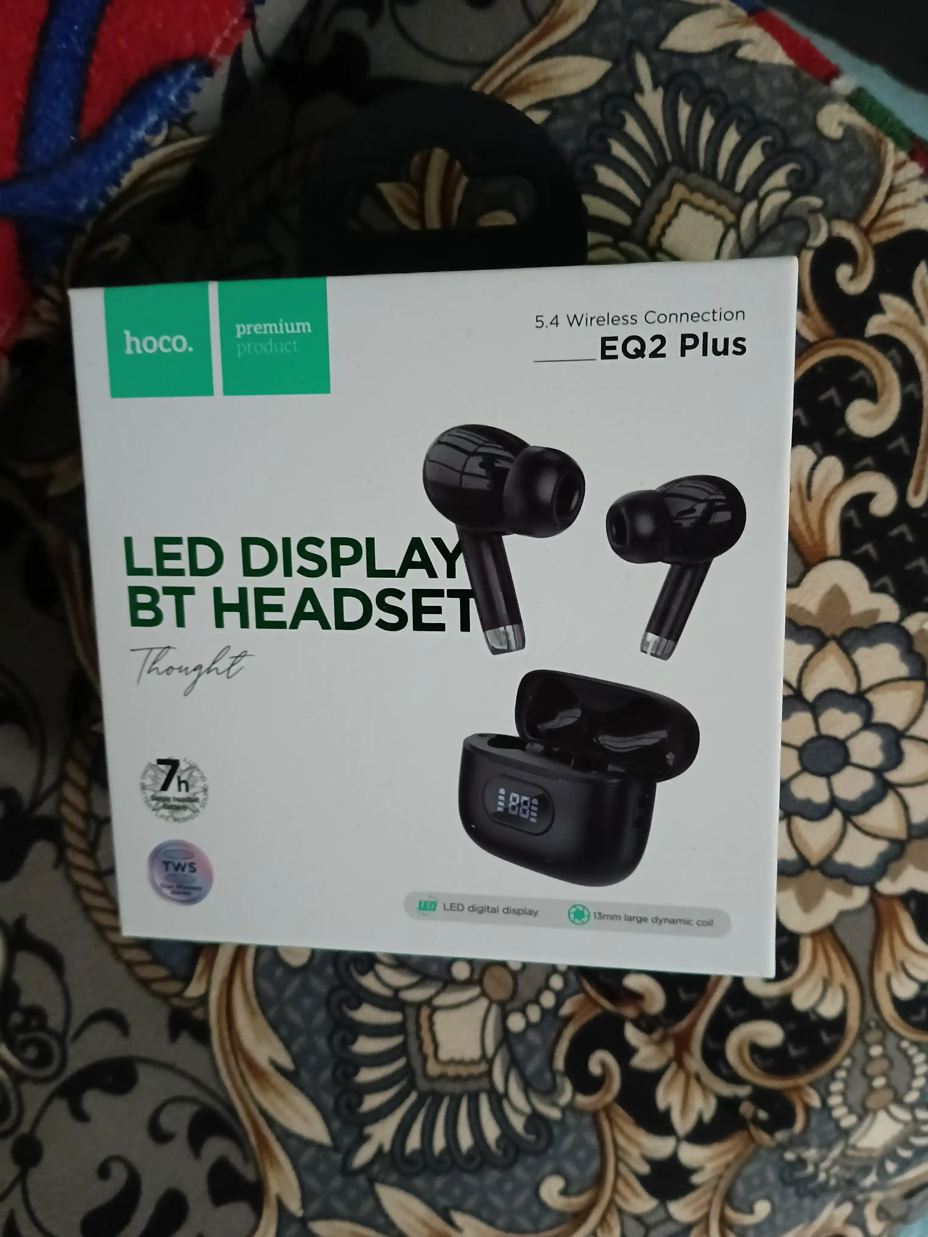 HOCO EQ2 Plus беспроводные Bluetooth наушники TWS, сенсорные, с микрофоном, с кейсом