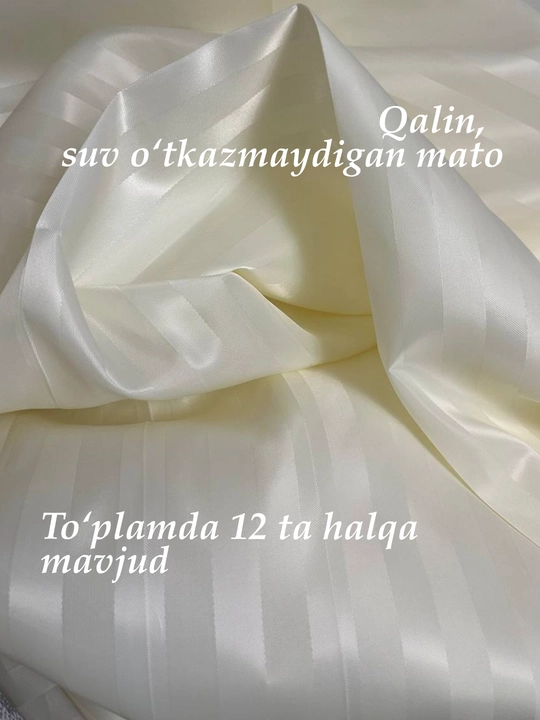 180x180 sm o‘lchamli vannaxona uchun suv o‘tkazmaydigan parda - poliester, 12 ta halqa