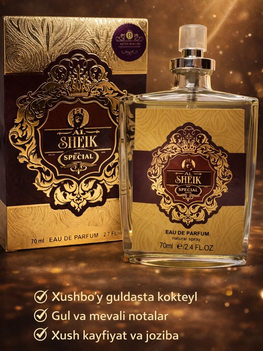 Erkaklar uchun atir 70 ml, Sheik, erkaklar parfyumlangan suvi gul-mevali daraxt ifori - 
