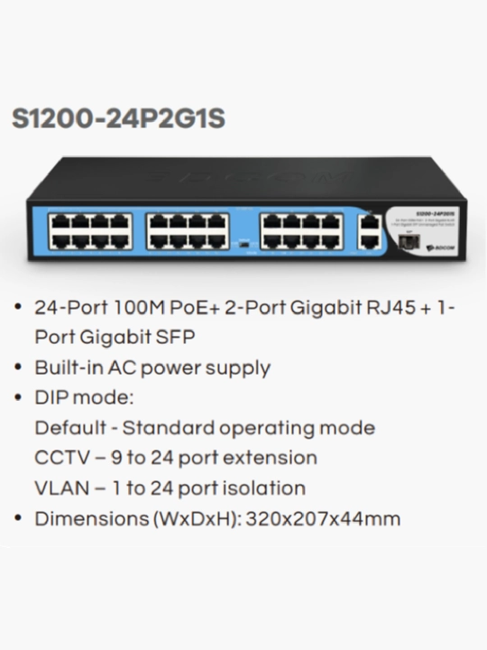 BDCOM S1200-P seriyali boshqarilmaydigan PoE kalitlari