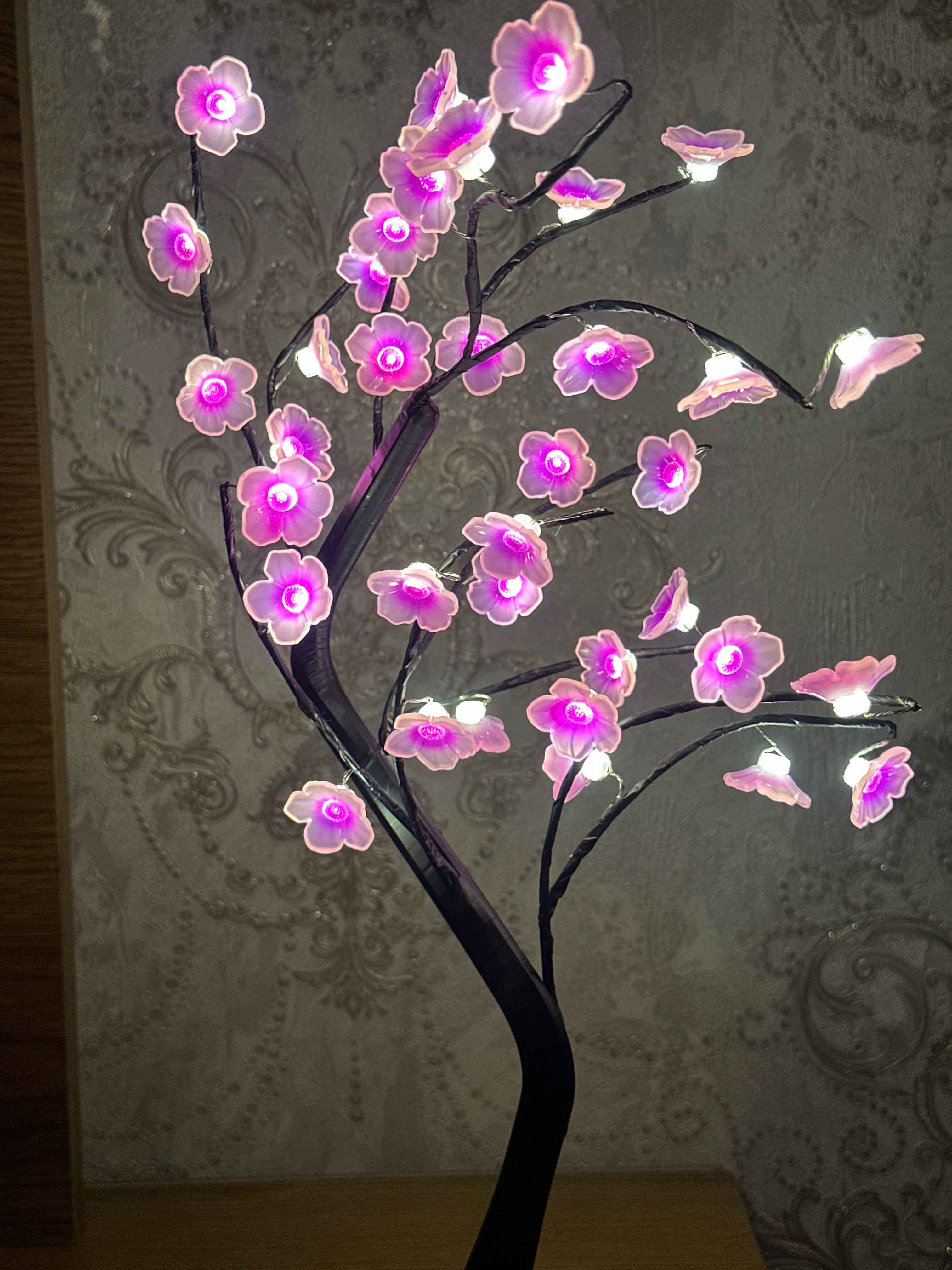 Sakura gullari bilan Bonsay chiroq, LED tungi lampa