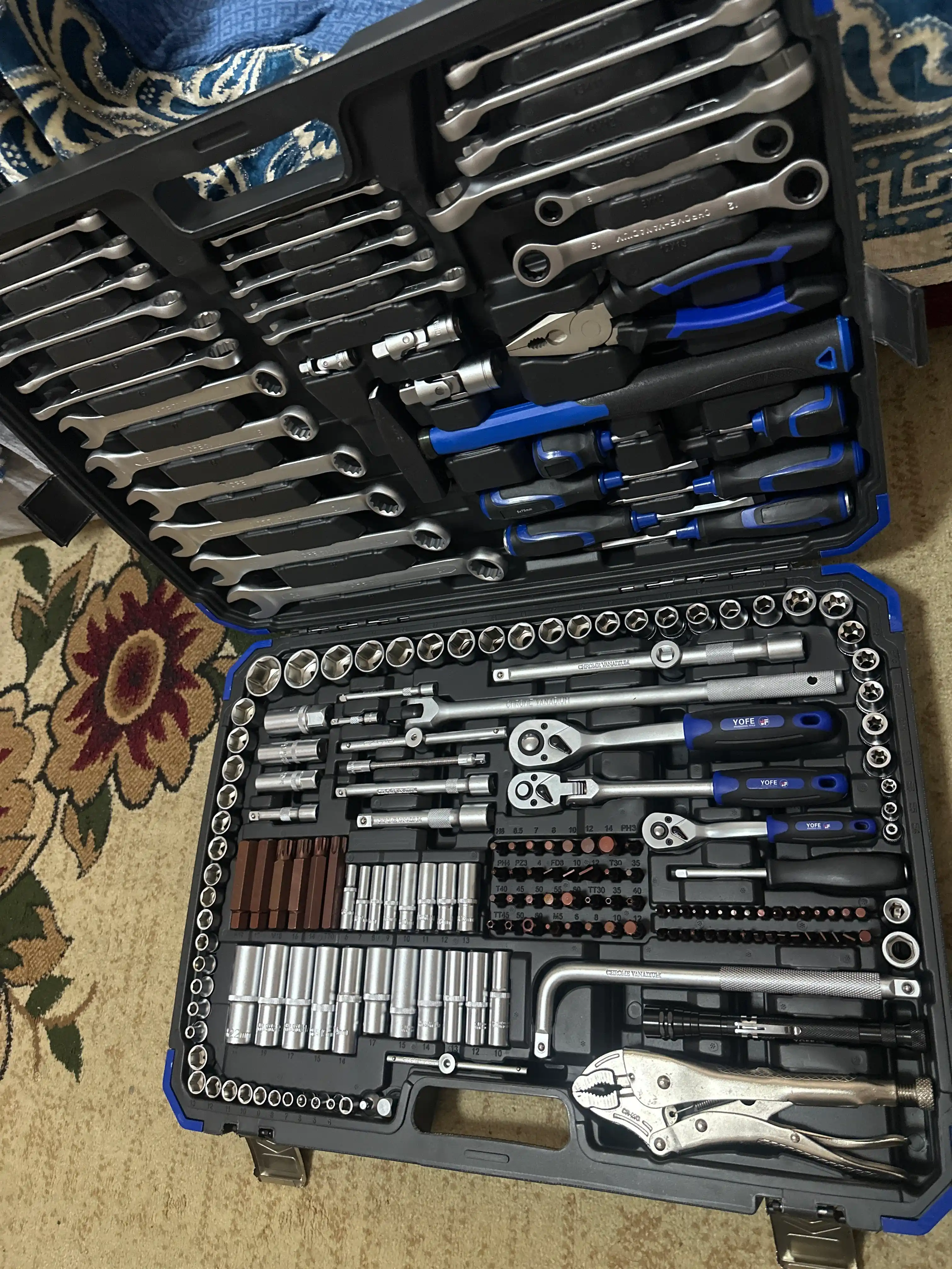 202 PCS asboblar to‘plami, professional kalit va yon tomon to‘plami