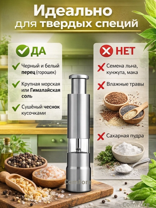 Мельница для специй, соль, перец измельчитель ручной, механическая