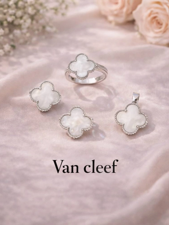 Bijuteriya komplekt, zirak uzuk kulon, Van Cleef uslubida, ayollar taqinchoqlari