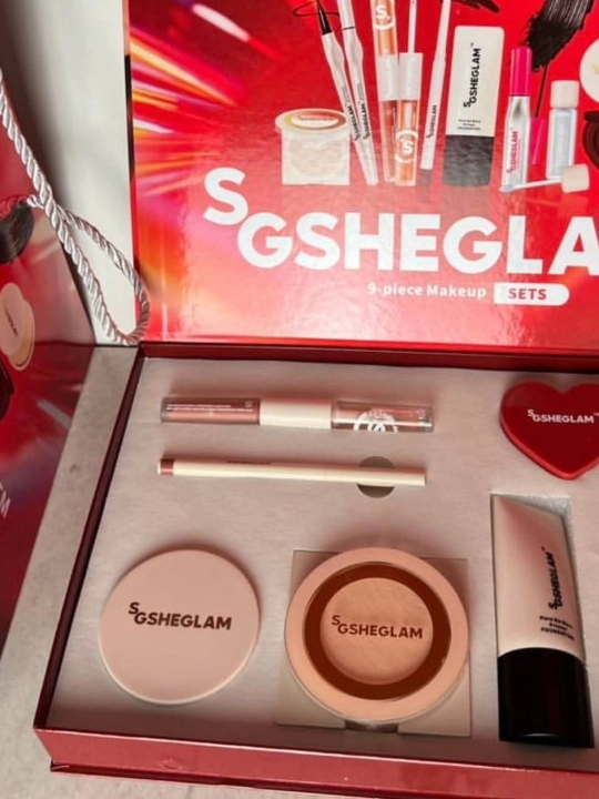 Подарочный набор для макияжа Sheglam, 9 предметов, пудра, тушь, помада, консилер