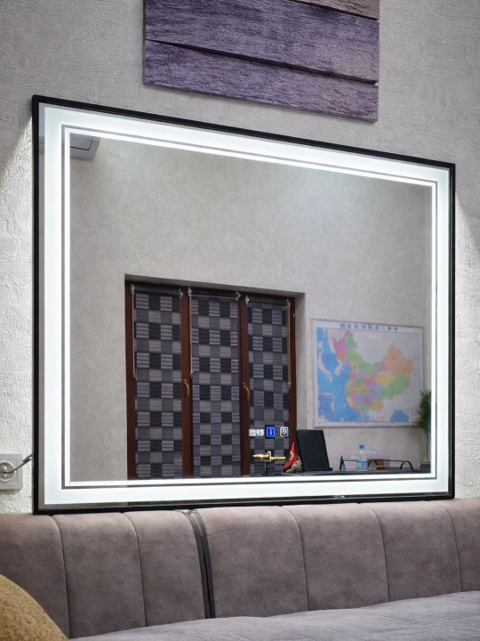 Зеркало LED с обогревом 100×70, с подсветкой, временем и температурой