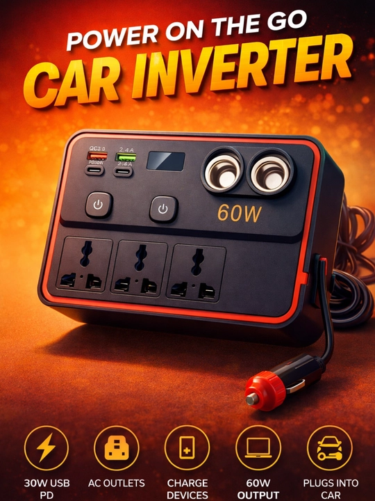 DrivePower 60W Автомобильный инвертор (3 розетки) - 
