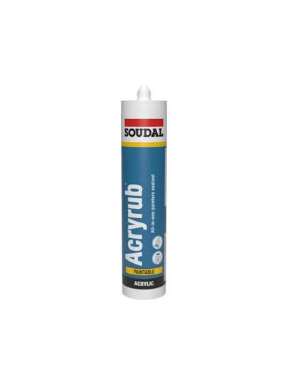 Акриловый мастик, силиконизированный Soudal Acryrub, белый, 280 мл (500 гр)