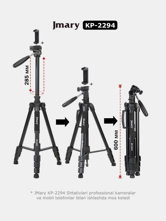 JMary KP-2294 - Sony, Canon, Nikon, Lumix telefon/kamera shtativi