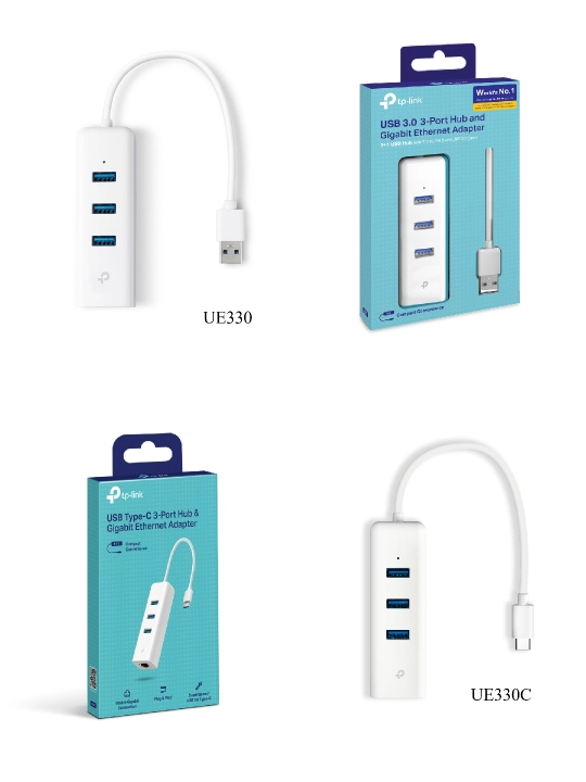 3-портовый концентратор USB 3.0 с гигабитным Ethernet-адаптером TP-LINK UE330 / UE330C
