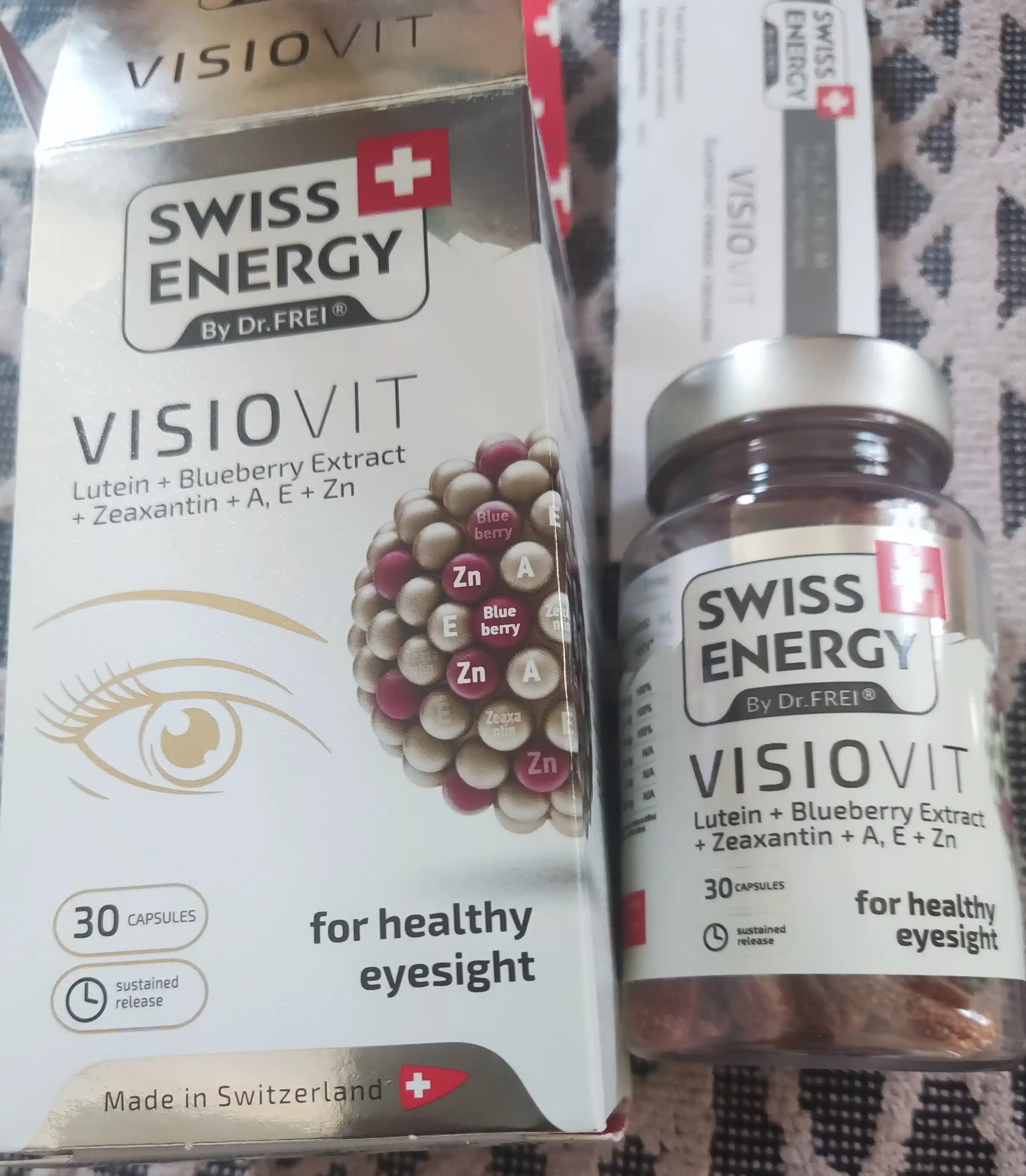 Витамины для глаз с цинком, капсулы 30 шт, Swiss Energy Visiovit