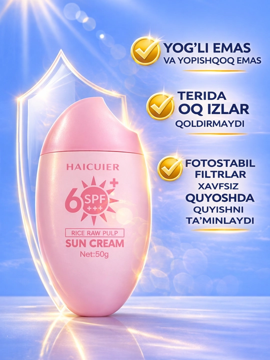 Yuz va tana uchun SPF 60 krem-geli quyoshdan himoyalanish va namlantiradi, 50 ml