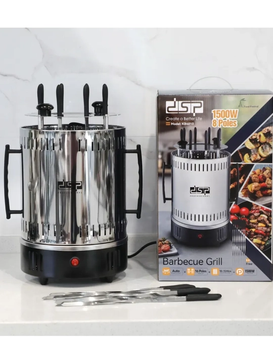 Elektr shashlik, kabob pishirgich DSP KB-4010, 8 ta sixli, 1500 Vt