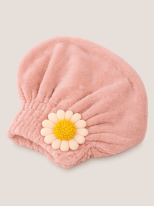 Yumshoq gul bezakli soch quritish uchun turban-shapka - 