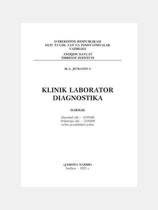 KLINIK LABORATOR DIAGNOSTIKA — M.A. Jo‘rayeva