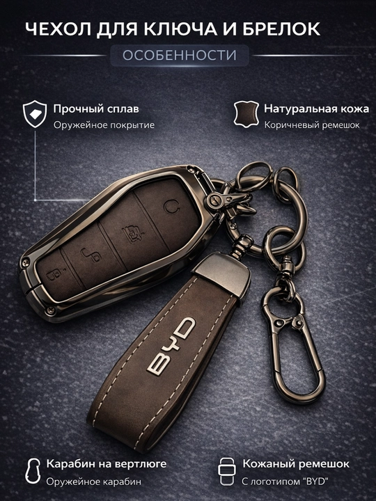 Красивый кожаный чехол для ключа BYD