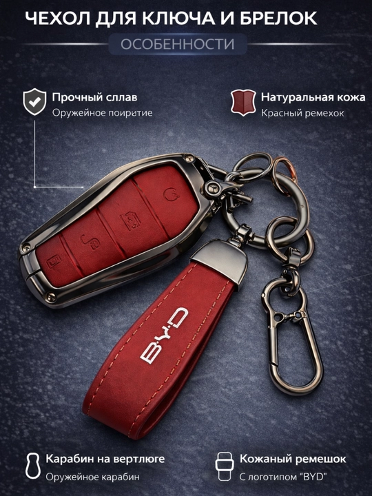 Красивый кожаный чехол для ключа BYD