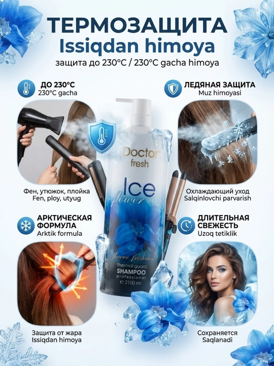Doctor Fresh shampuni — issiqdan himoya, barcha turdagi sochlar uchun, 2100 ml