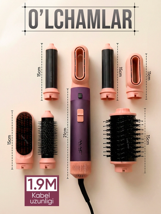 Fen Stayler MAC Styler 6v1, fen taroq, soch quritgich, 6 nozul, 4 rejim
