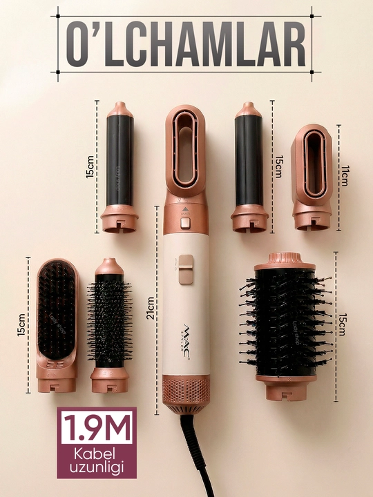 Fen Stayler MAC Styler 6v1, fen taroq, soch quritgich, 6 nozul, 4 rejim