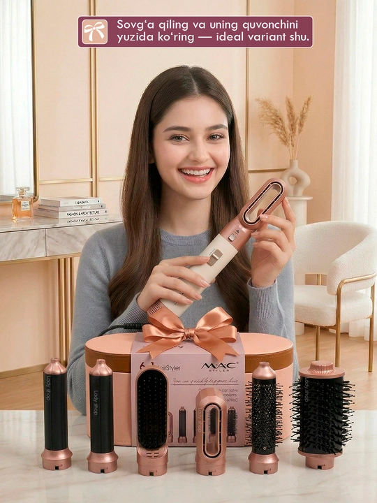 Fen Stayler MAC Styler 6v1, fen taroq, soch quritgich, 6 nozul, 4 rejim