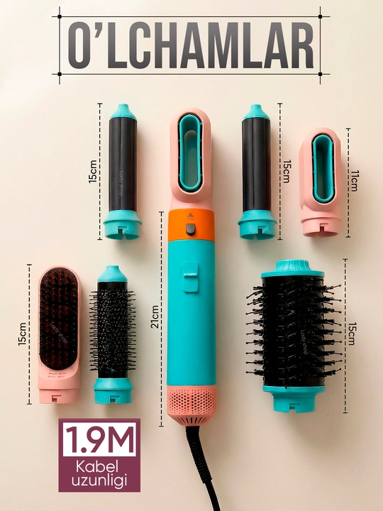 Fen Stayler MAC Styler 6v1, fen taroq, soch quritgich, 6 nozul, 4 rejim