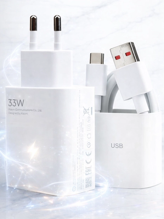 USB-A kabeli bilan 120W Fast Charging tarmoq zaryadlash qurilmasi - Type-C, oq