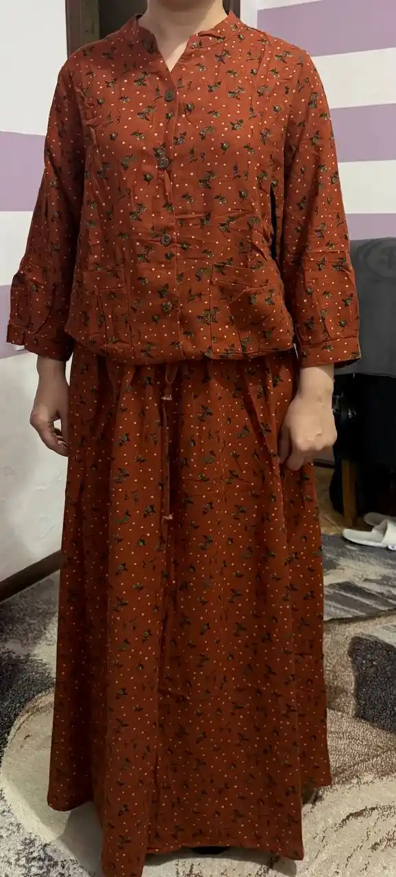 Ayollar dvoyka kostyumi oversize 2v1 paxta 100% 48–56 rubashka va yubka cho‘ntakli, yozgi
