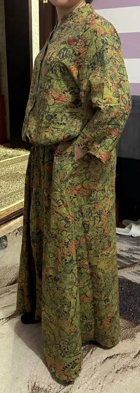 Ayollar dvoyka kostyumi oversize 2v1 paxta 100% 48–56 rubashka va yubka cho‘ntakli, yozgi