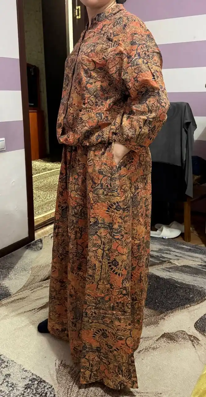 Ayollar dvoyka kostyumi oversize 2v1 paxta 100% 48–56 rubashka va yubka cho‘ntakli, yozgi