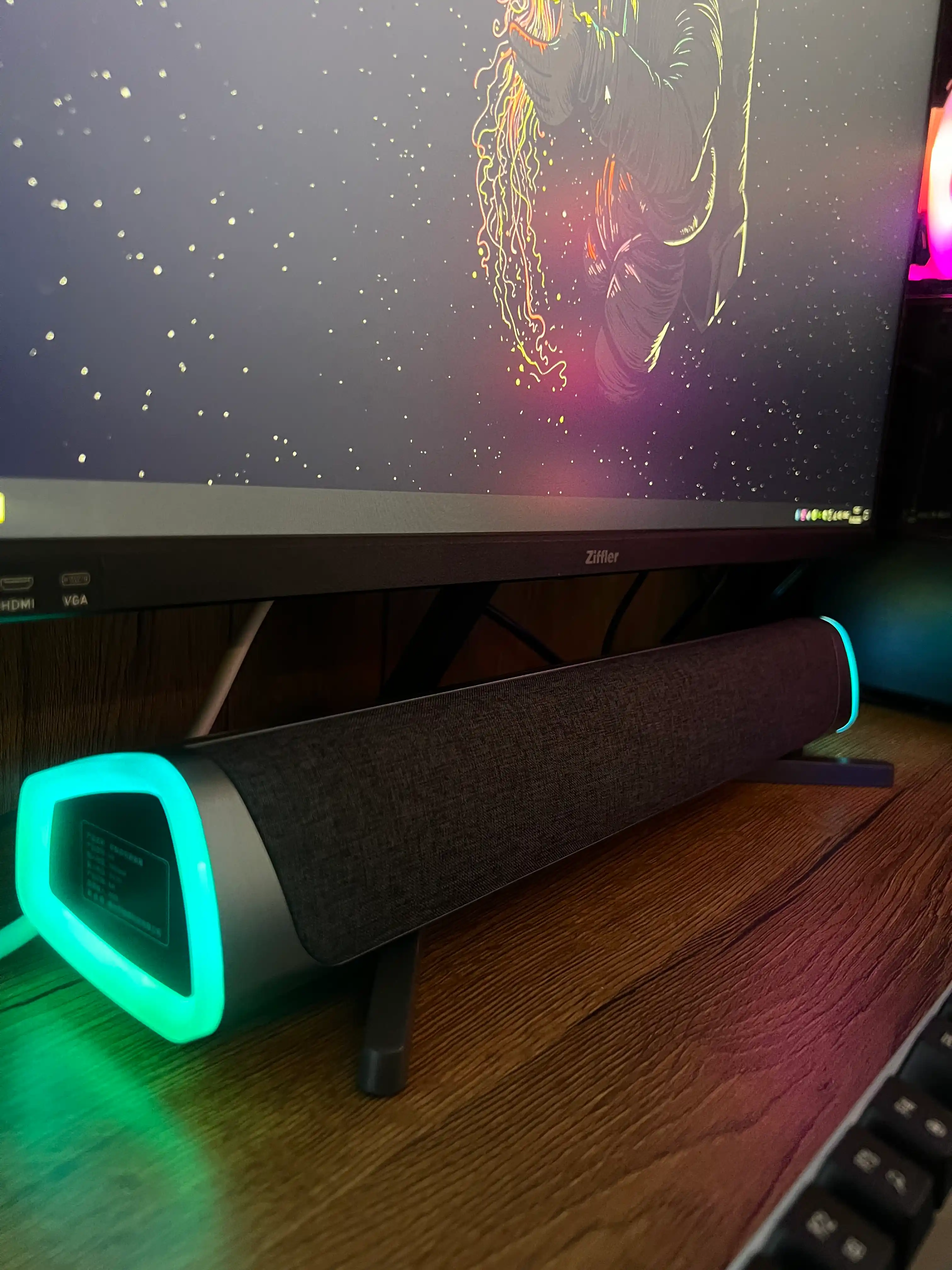 Simli kolonka kompyuter va telefon uchun, RGB yoritgichli soundbar